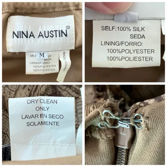 Nina Austin brown and tan floral evening gown. - Picture 14 of 14